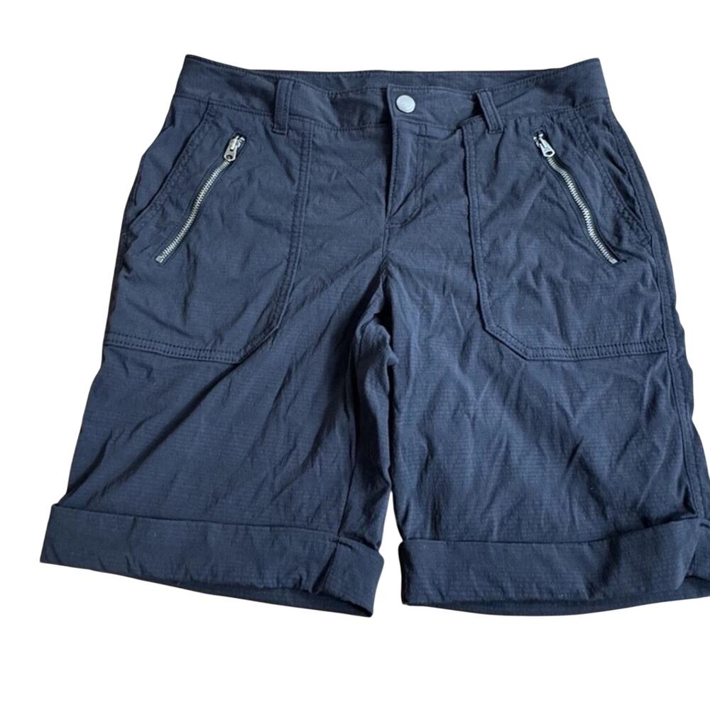 UEC Athleta Trekkie Bermuda Cargo Zip Shorts Black Pockets SZ 6